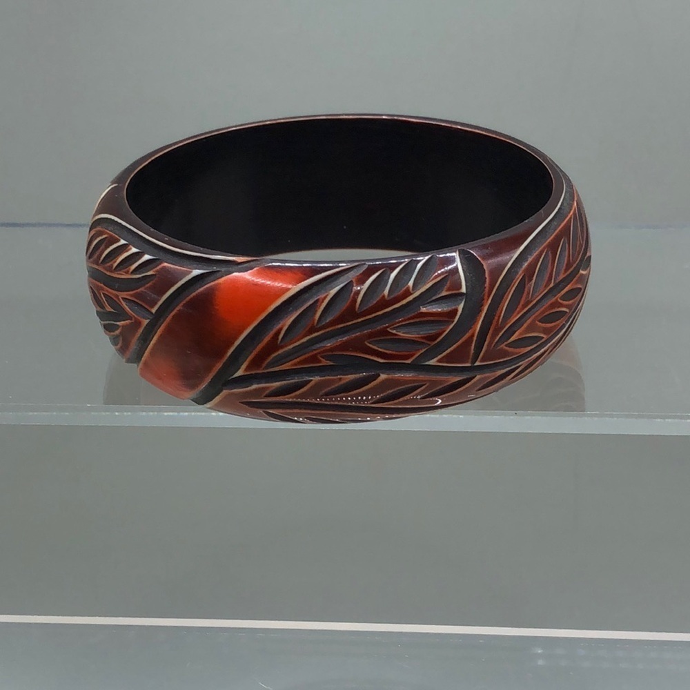 Resin carved textured bangle bracelet, stackable, layering, boho.